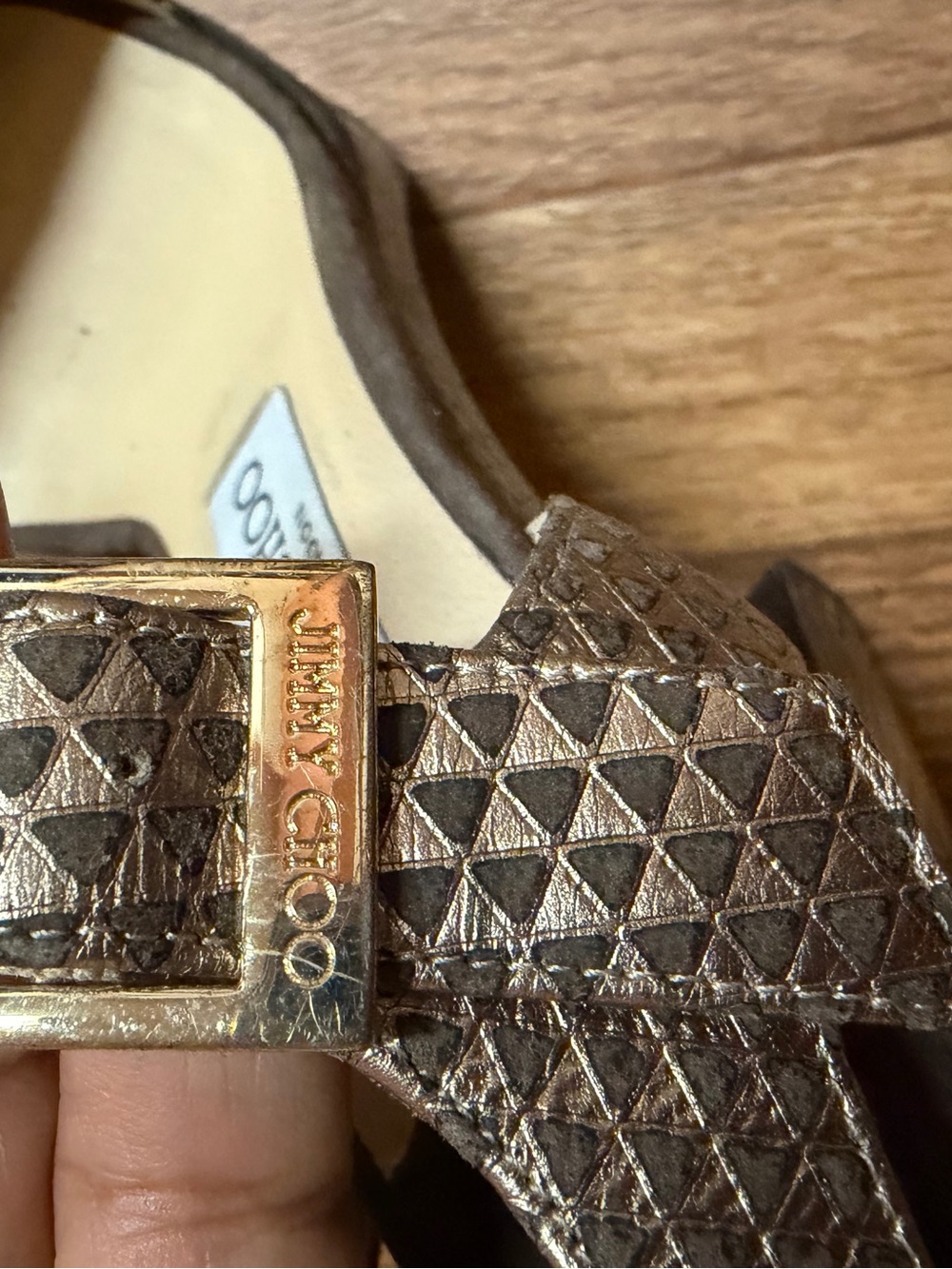 Jimmy Choo Bronze Metallic Slingback Sandals - Picture 6 of 7